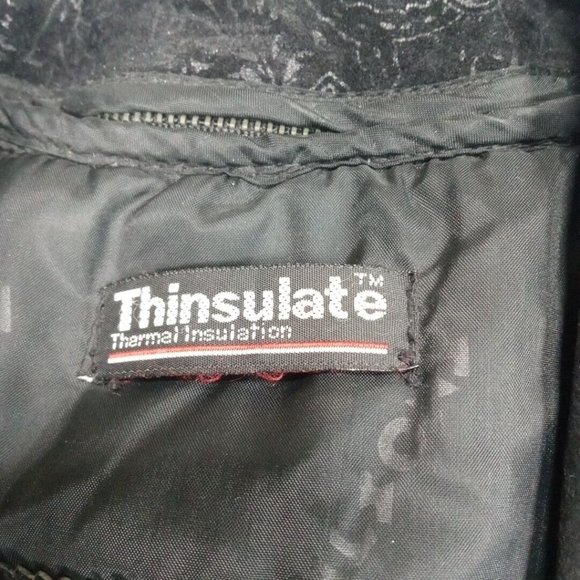 Wilsons Womens Jacket Coat Leather Black XS Thinsulate Snap Up Pockets Floral‎ - Picture 10 of 16